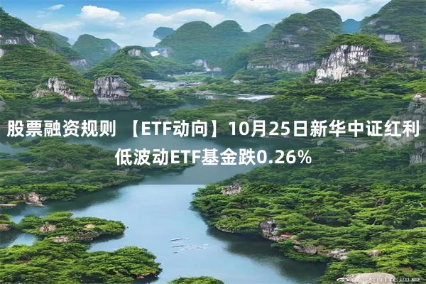 股票融资规则 【ETF动向】10月25日新华中证红利低波动ETF基金跌0.26%