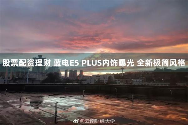 股票配资理财 蓝电E5 PLUS内饰曝光 全新极简风格