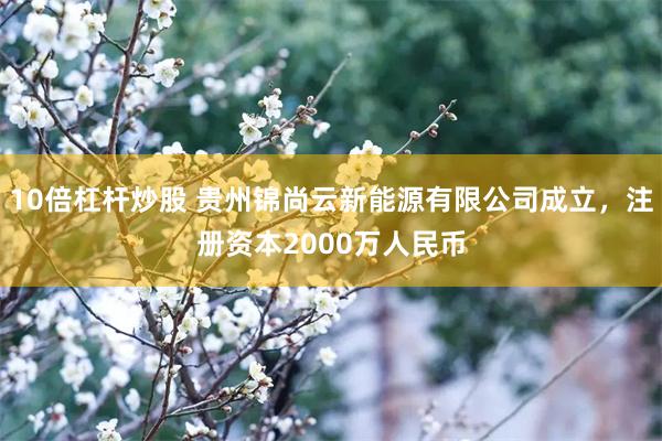 10倍杠杆炒股 贵州锦尚云新能源有限公司成立，注册资本2000万人民币